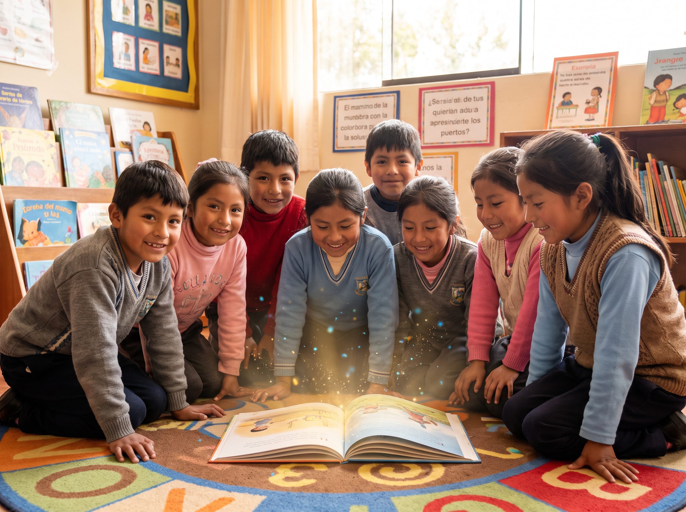 Diversificación de libros y textos ilustrados para niños en el rincón de lectura escolar