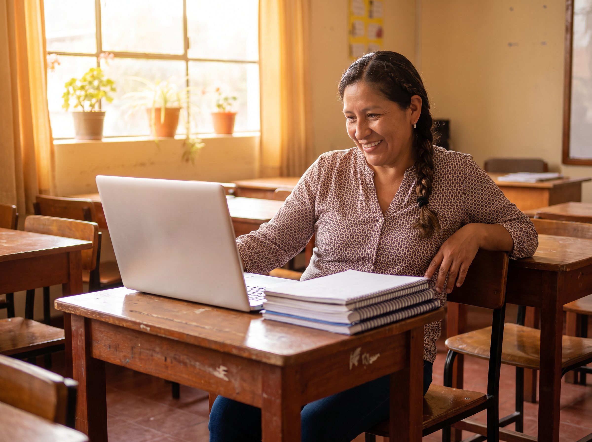 Docente aplicando la Guía Claude inteligencia artificial educativa para planificar clases en Perú.